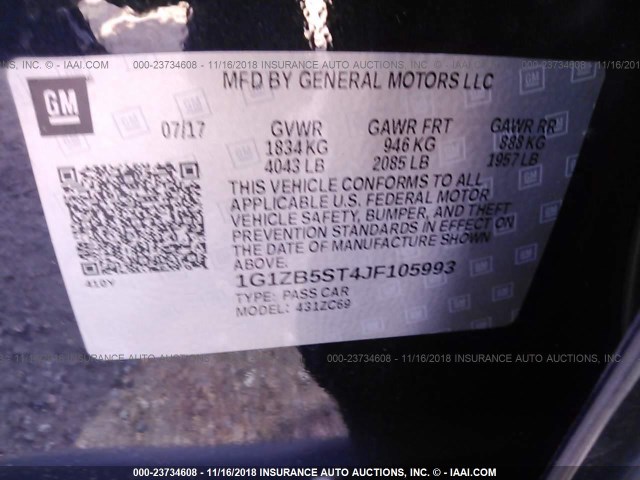 1G1ZB5ST4JF105993 - 2018 CHEVROLET MALIBU LS 深蓝色 照片 9