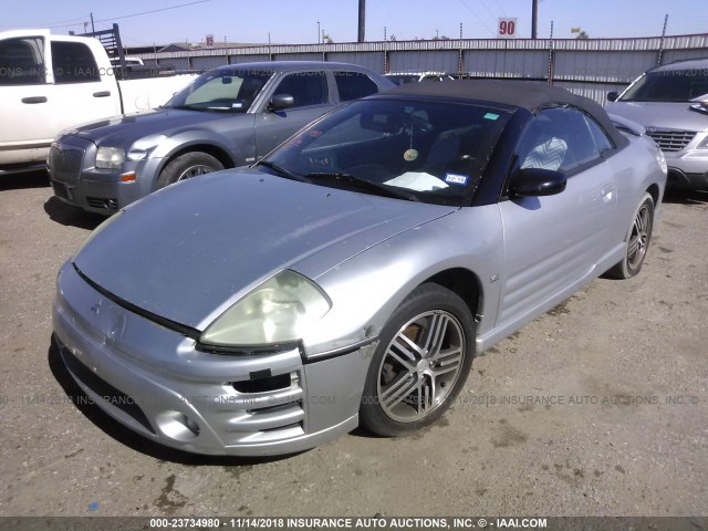 4A3AE75H03E205528 - 2003 MITSUBISHI ECLIPSE SPYDER GTS SILVER photo 2