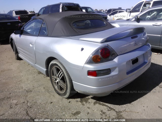 4A3AE75H03E205528 - 2003 MITSUBISHI ECLIPSE SPYDER GTS SILVER photo 3