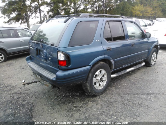 4S2CK58W714359728 - 2001 ISUZU RODEO S/LS/LSE BLUE photo 4