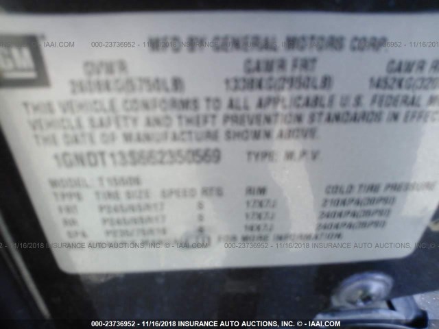 1GNDT13S662350569 - 2006 CHEVROLET TRAILBLAZER LS/LT GRAY photo 9