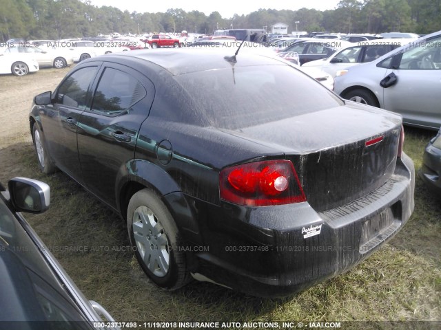 1C3CDZAB9DN547965 - 2013 DODGE AVENGER SE BLACK photo 3