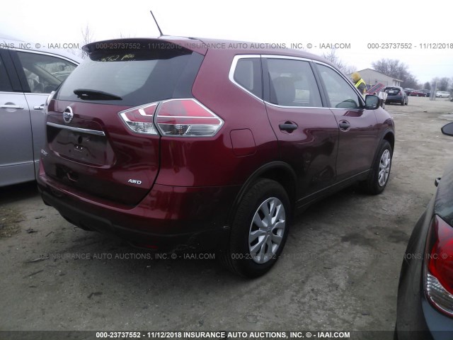 5N1AT2MV0GC915707 - 2016 NISSAN ROGUE S/SL/SV RED photo 4