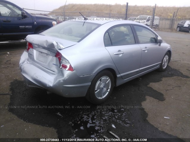 JHMFA36277S013133 - 2007 HONDA CIVIC HYBRID SILVER photo 4