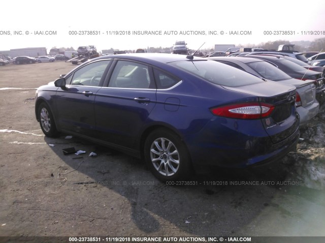 1FA6P0G77G5106439 - 2016 FORD FUSION S BLUE photo 3