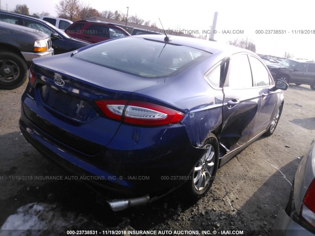 1FA6P0G77G5106439 - 2016 FORD FUSION S BLUE photo 4