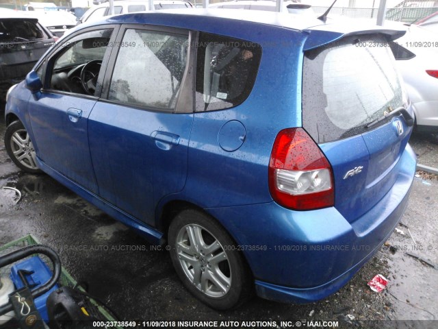 JHMGD38657S020125 - 2007 HONDA FIT S BLUE photo 3