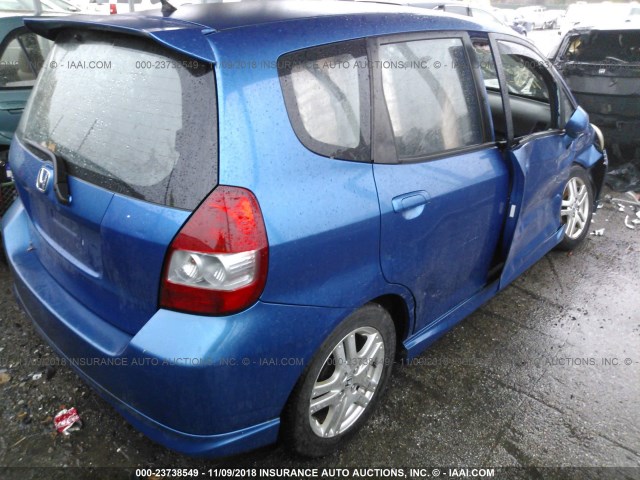 JHMGD38657S020125 - 2007 HONDA FIT S BLUE photo 4