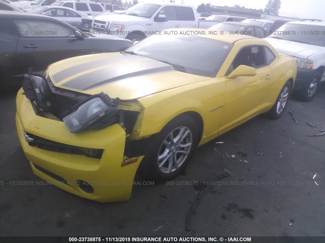 2G1FE1E39D9222044 - 2013 CHEVROLET CAMARO LS YELLOW photo 2