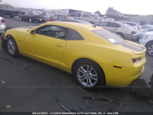 2G1FE1E39D9222044 - 2013 CHEVROLET CAMARO LS YELLOW photo 3