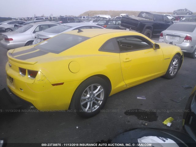 2G1FE1E39D9222044 - 2013 CHEVROLET CAMARO LS YELLOW photo 4