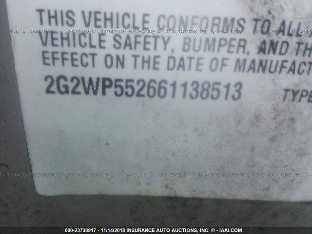 2G2WP552661138513 - 2006 PONTIAC GRAND PRIX SILVER photo 9