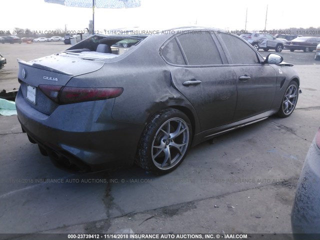 ZARFAEAV5H7547966 - 2017 ALFA ROMEO GIULIA QUADRIFOGLIO GRAY photo 4