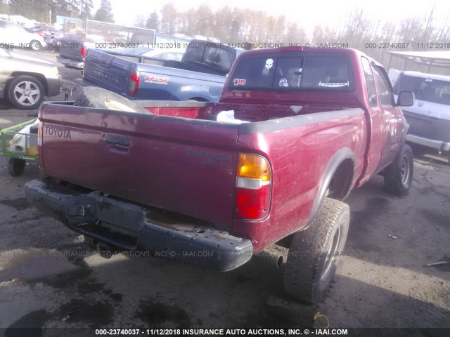 4TAWN72N2YZ673016 - 2000 TOYOTA TACOMA XTRACAB MAROON photo 4