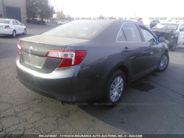 4T4BF1FK4DR324803 - 2013 TOYOTA CAMRY L/SE/LE/XLE GRAY photo 4
