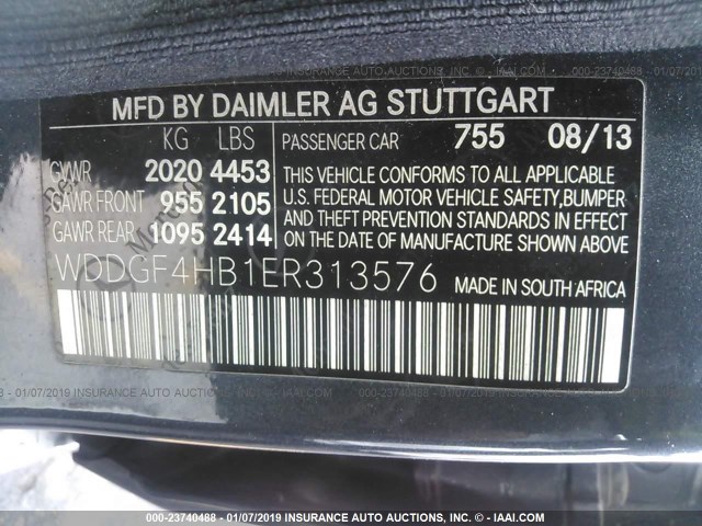 WDDGF4HB1ER313576 - 2014 MERCEDES-BENZ C 250 GRAY photo 9