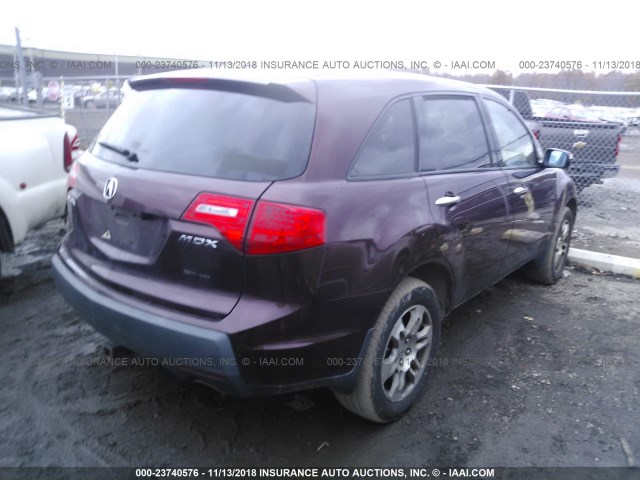 2HNYD28477H535661 - 2007 ACURA MDX TECHNOLOGY PURPLE photo 4