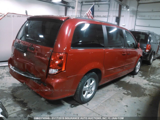 2C4RDGCG0DR627354 - 2013 DODGE GRAND CARAVAN SXT RED photo 4