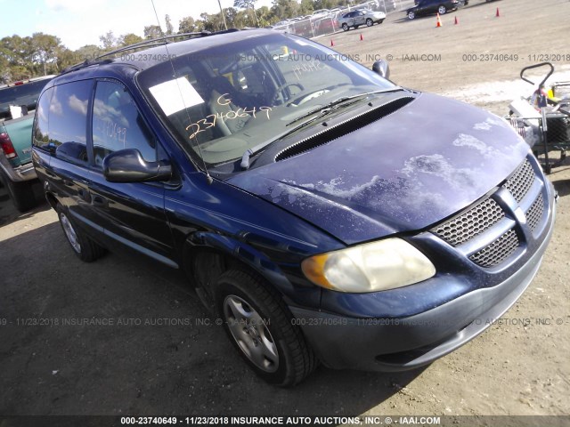 1B4GP253X2B683953 - 2002 DODGE CARAVAN SE BLUE photo 1