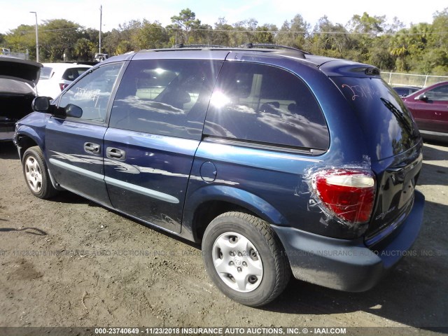 1B4GP253X2B683953 - 2002 DODGE CARAVAN SE BLUE photo 3