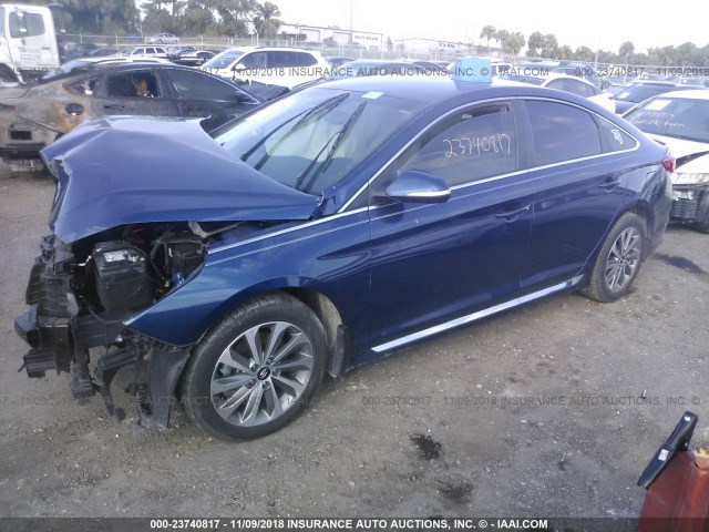 5NPE34AF1FH022303 - 2015 HYUNDAI SONATA SPORT/LIMITED BLUE photo 2