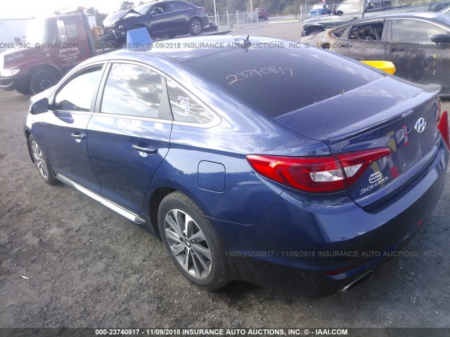 5NPE34AF1FH022303 - 2015 HYUNDAI SONATA SPORT/LIMITED BLUE photo 3