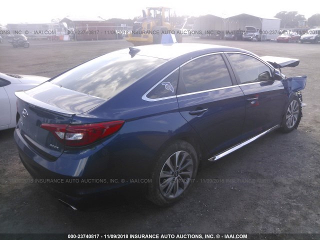 5NPE34AF1FH022303 - 2015 HYUNDAI SONATA SPORT/LIMITED BLUE photo 4