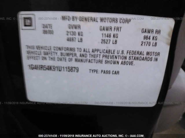 1G4HR54K91U115879 - 2001 BUICK LESABRE LIMITED Նավագույն լուսանկար 9