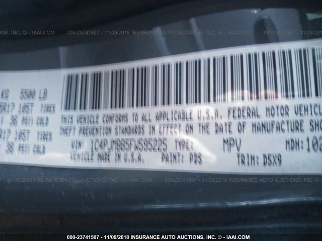 1C4PJMBB5FW595225 - 2015 JEEP CHEROKEE TRAILHAWK 灰色 照片 9