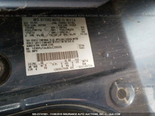 1FMPU16L83LC35335 - 2003 FORD EXPEDITION XLT BLUE photo 9