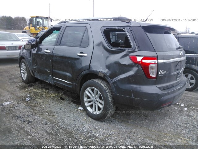 1FM5K8D80FGB28958 - 2015 FORD EXPLORER XLT GRAY photo 3