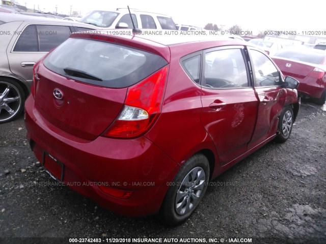 KMHCT5AE2GU248101 - 2016 HYUNDAI ACCENT SE RED photo 4