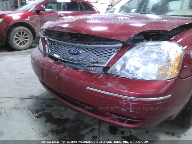 1FAHP27107G162971 - 2007 FORD FIVE HUNDRED SEL MAROON photo 6