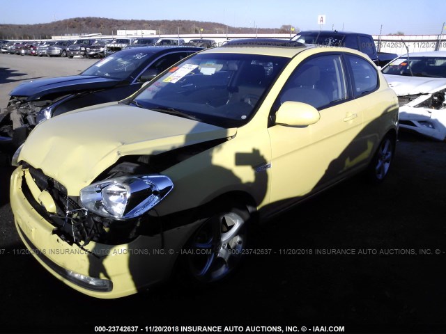 KMHCN36C48U087077 - 2008 HYUNDAI ACCENT SE YELLOW photo 2