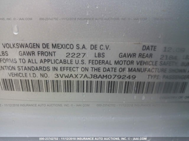 3VWAX7AJ8AM079249 - 2010 VOLKSWAGEN JETTA LIMITED SILVER photo 9