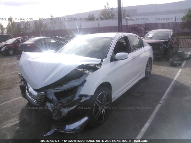 1HGCR2F68GA166976 - 2016 HONDA ACCORD SPORT WHITE photo 2