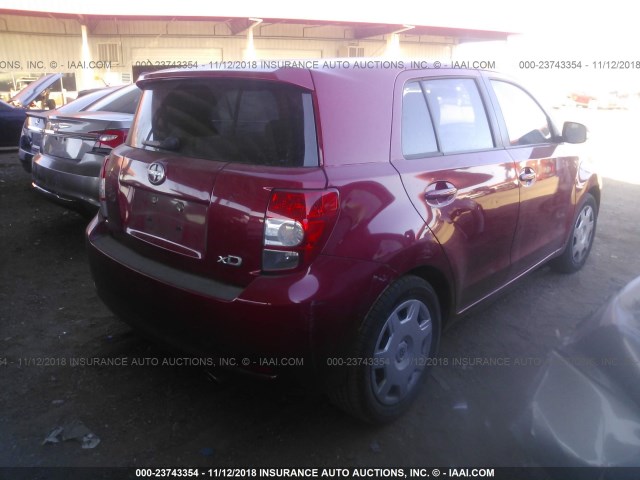 JTKKU4B49B1013744 - 2011 TOYOTA SCION XD RED photo 4