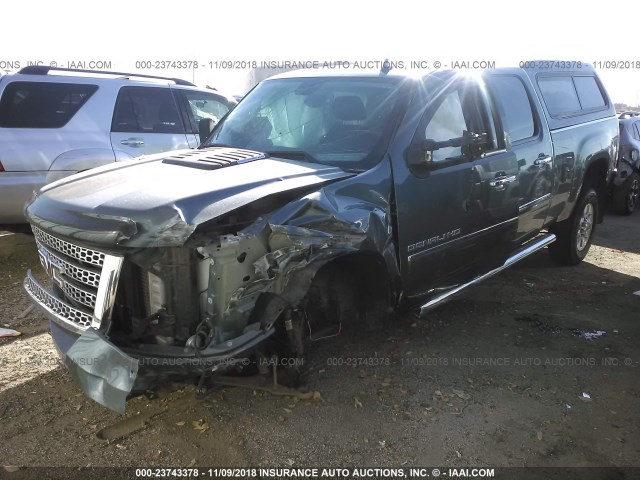 1GT125E85CF125426 - 2012 GMC SIERRA K2500 DENALI BLUE photo 2