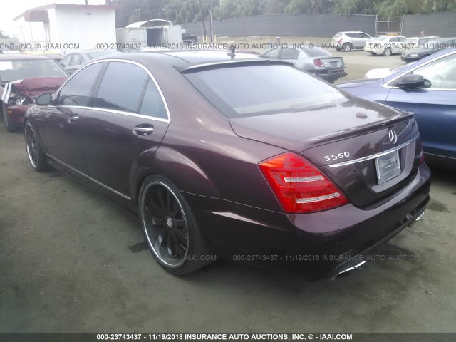 WDDNG71X97A086165 - 2007 MERCEDES-BENZ S 550 BURGUNDY photo 3