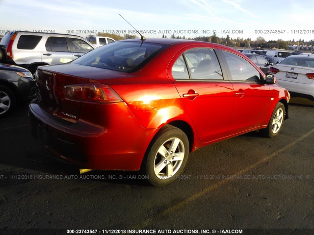 JA3AU26U38U001368 - 2008 MITSUBISHI LANCER ES RED photo 4