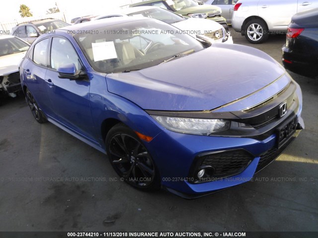 SHHFK7H94JU411287 - 2018 HONDA CIVIC SPORT TOURING BLUE photo 1