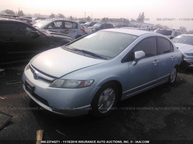 JHMFA36296S015173 - 2006 HONDA CIVIC HYBRID BLUE photo 2