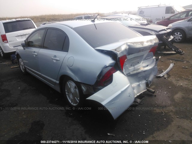 JHMFA36296S015173 - 2006 HONDA CIVIC HYBRID BLUE photo 3