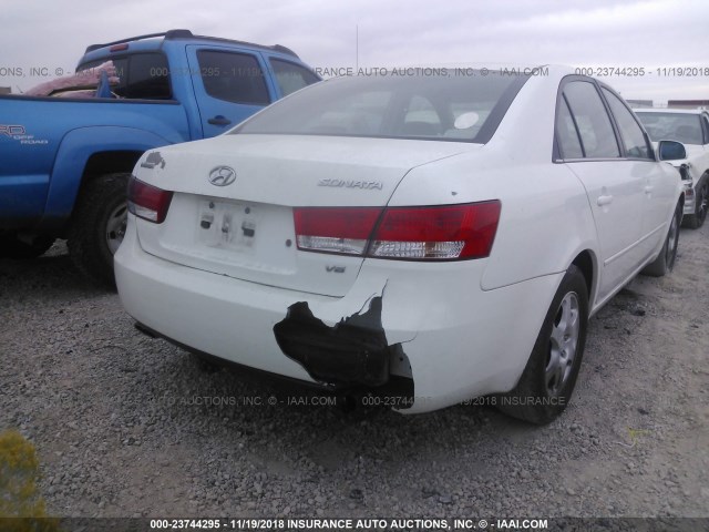 5NPEU46F86H096467 - 2006 HYUNDAI SONATA GLS/LX WHITE photo 6