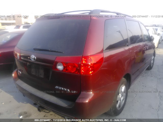 5TDZK23CX8S206888 - 2008 TOYOTA SIENNA CE/LE RED photo 4