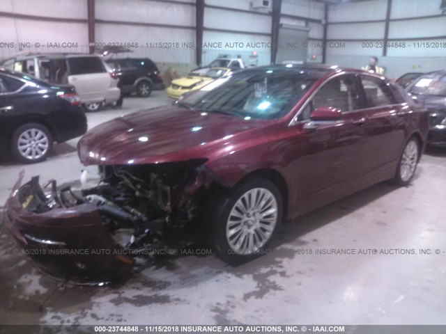 3LN6L2G92DR803587 - 2013 LINCOLN MKZ BURGUNDY photo 2