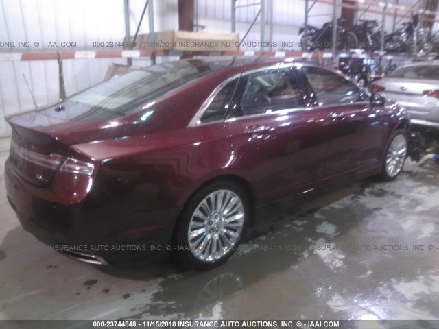 3LN6L2G92DR803587 - 2013 LINCOLN MKZ BURGUNDY photo 4