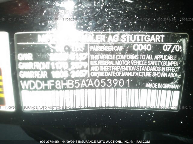 WDDHF8HB5AA053901 - 2010 MERCEDES-BENZ E 350 4MATIC BLACK photo 9