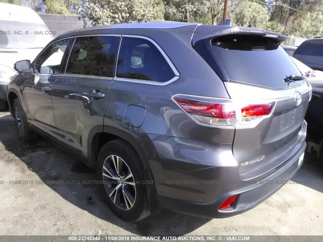 5TDJKRFH6GS327140 - 2016 TOYOTA HIGHLANDER XLE ნაცრისფერი ფოტო 3