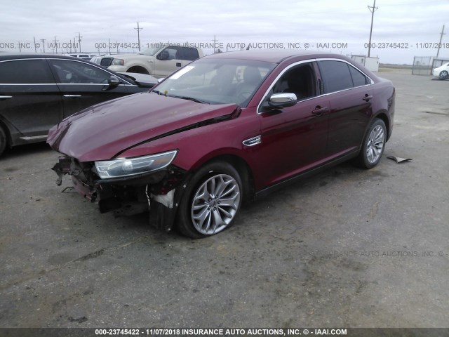 1FAHP2F86EG183268 - 2014 FORD TAURUS LIMITED RED photo 2